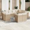Vidaxl 11-Cz. Garden Furniture Set With Cushions, Beige, Poly Rattan