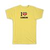 Gift T-Shirt : I Love Suriname Flag Heart Country Crest Surinamese Expat