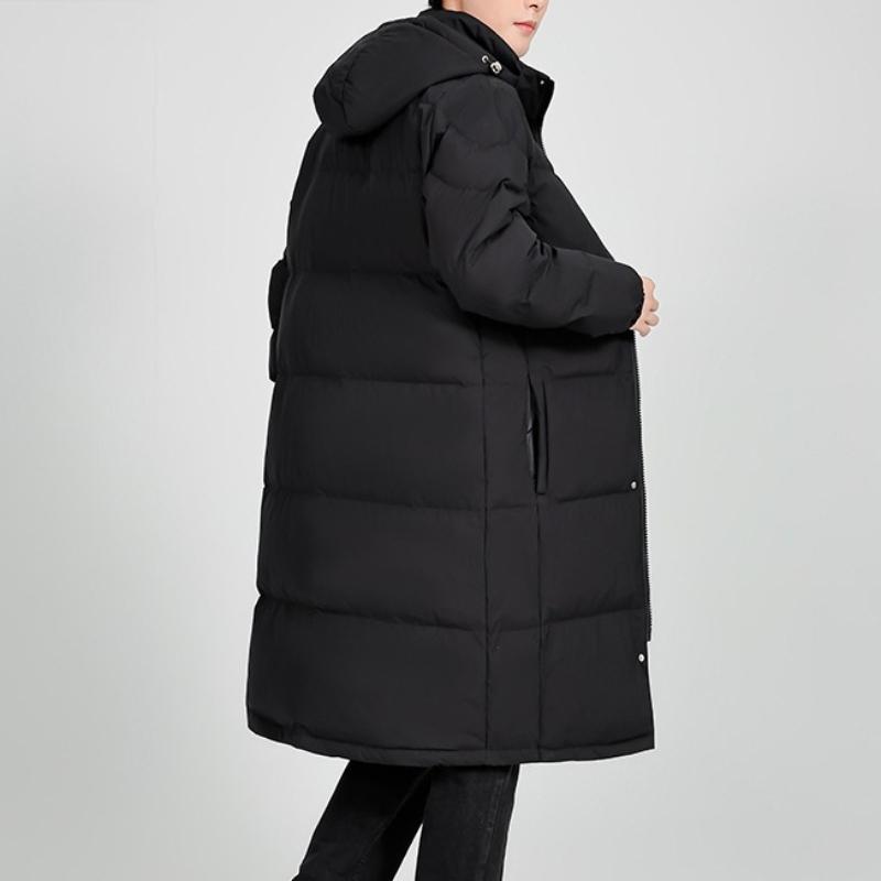 Luxury high-end winter long over-the-knee solid color loose thick windproof down jacket for men and women couples