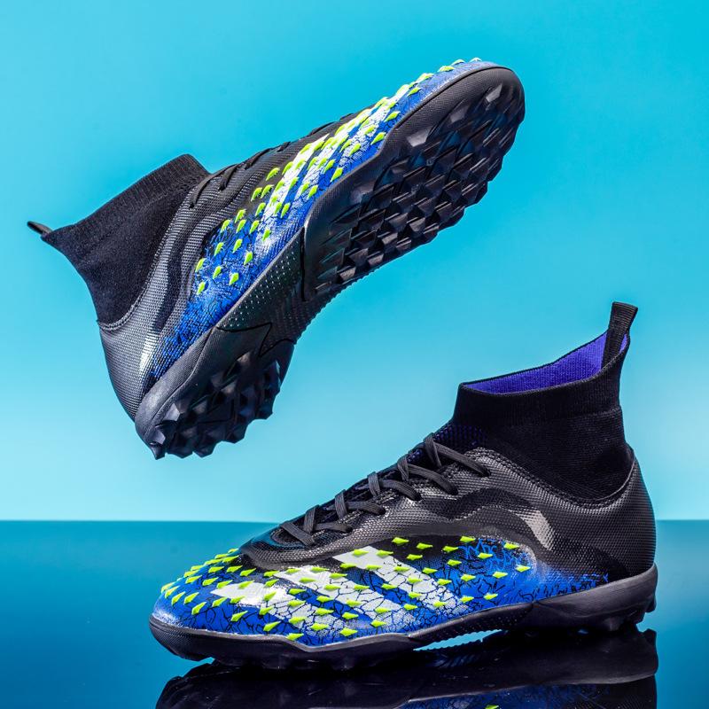 Football Shoes High Top Male Adult Student Ag Spikes Female Children Artificial Grass Shredded Nails Training Sneakers