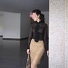 High-Waisted Lace Spliced Elegant 2025 Slimming Short Skirt