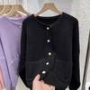 Cardigan Sweater Spring and Autumn Loose Round Neck Sweater Coat Top Women Soft Glutinous Sweet Single Breasted Knitted Cardigan