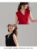 Twilight Traveler Series French Romantic Retro Sleeveless Collar Knitted Shirt Single breasted Slimming and Stylish Top