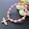 Fashion Angel Wing Cross Bracelet Acrylic Bead Chain Exquisite Religious Gift