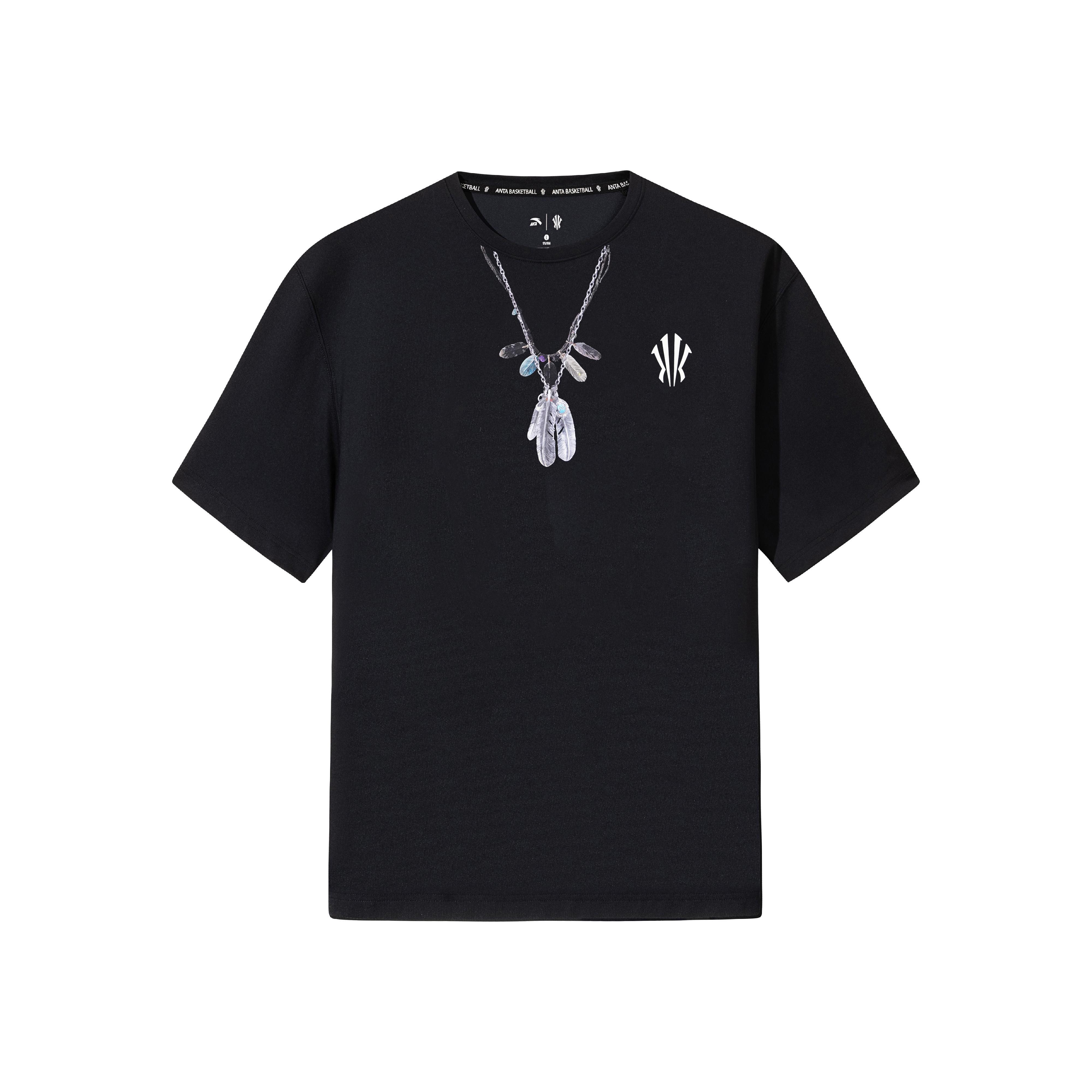 Anta Kyrie Series Basketball Tribal Style Classic Feather Simple Comfortable Casual Round Neck Pullover Loose Short Sleeve T-Shirt 172621106-3 M