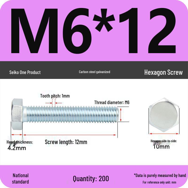 8.8 Grade Galvanized Hex Head Bolt, High-Strength M4-M30