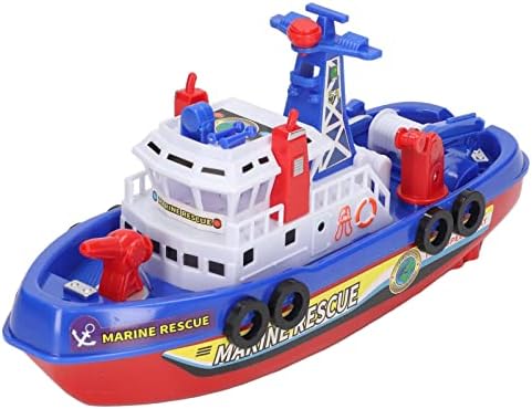 Fauitay Music Light Boat Toy, Automatic Water Spray Electric Bath Toy with Simulated Siren Sound, Rounded Edges Safe Non-Toxic Kids Bath Time Toy