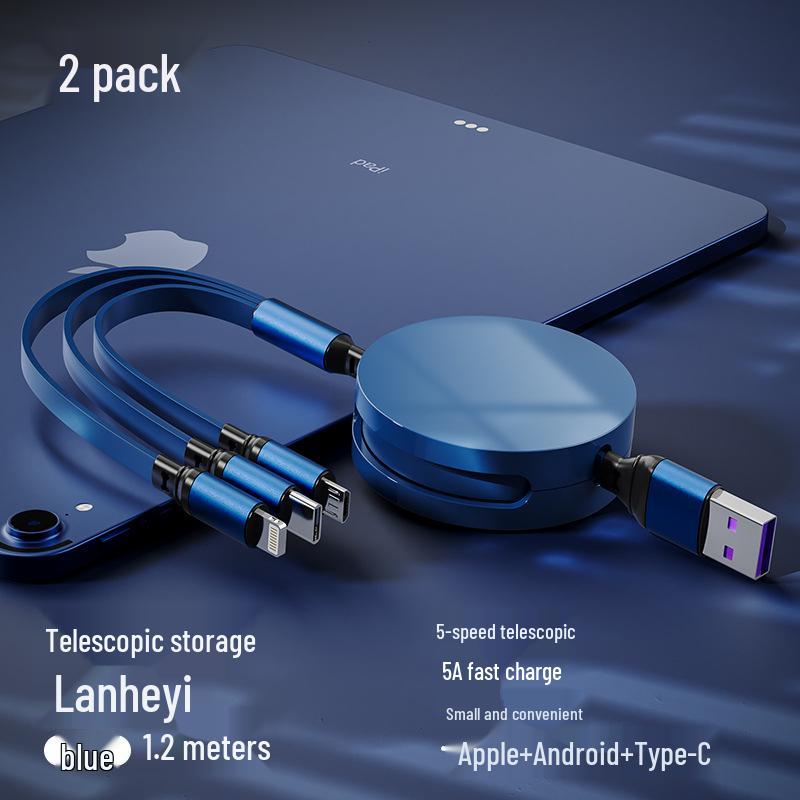 Juran Retractable Multi-Head Fast Charging Cable - 3-in-1 Function