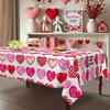 Pink Heart-Shaped Pattern Round/Rectangular Tablecloth, Valentine'S Day Wedding Table Cloth, Waterproof Leave-In Coffee Table Cover