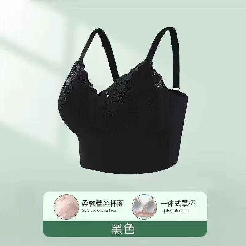 

Women Black Floral Lace Longline Push Up Supportive Comfortable Adjustable Strap Bra M чорний