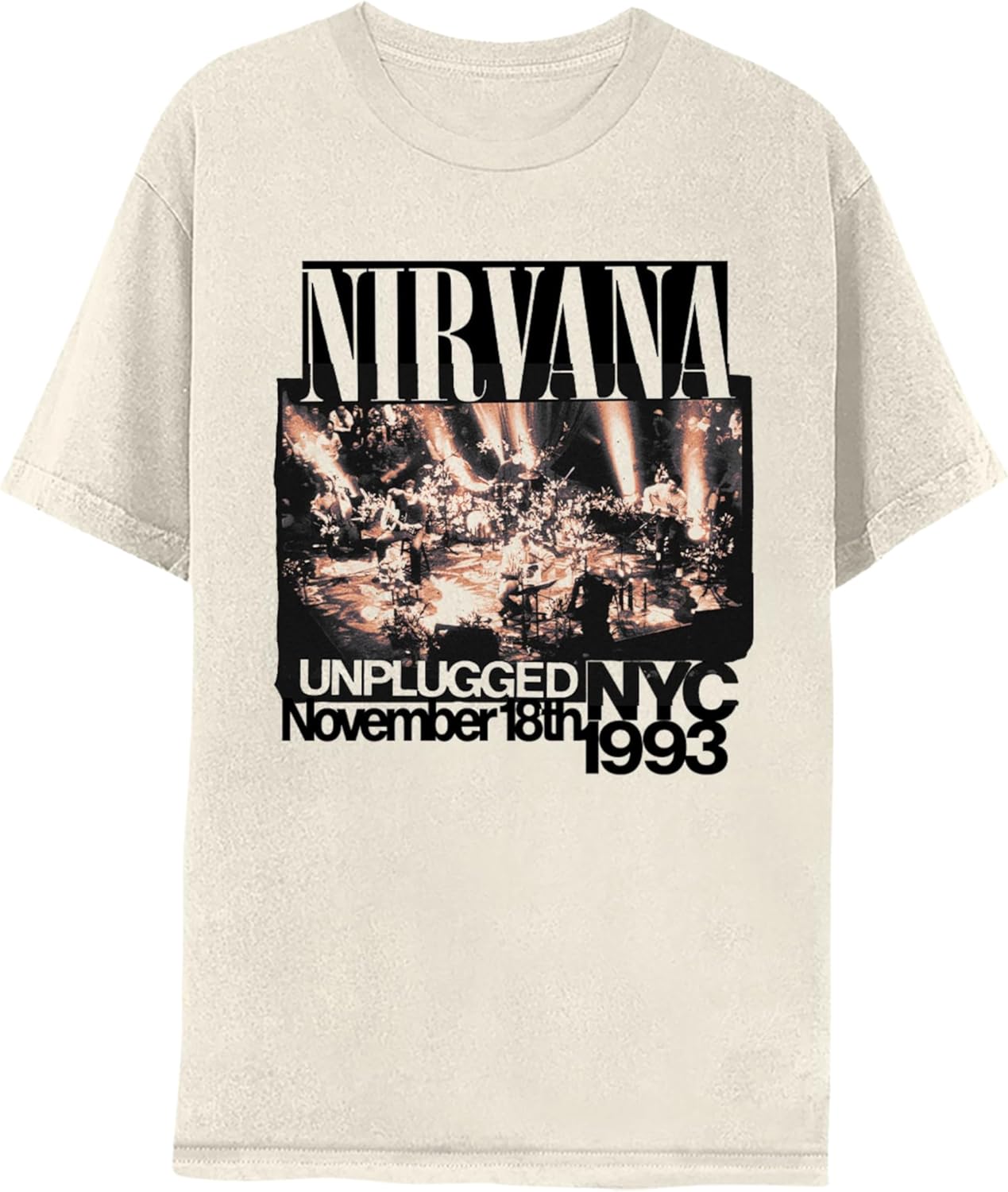 Nirvana Unplugged 1993 Adult Short Sleeve T Shirt Vintage Style 90s Grunge Retro Style Graphic Tees Unisex T-Shirt XL
