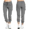 Women S Cargo Casual Elastic Waist Drawstring Side Pocket Long Pants