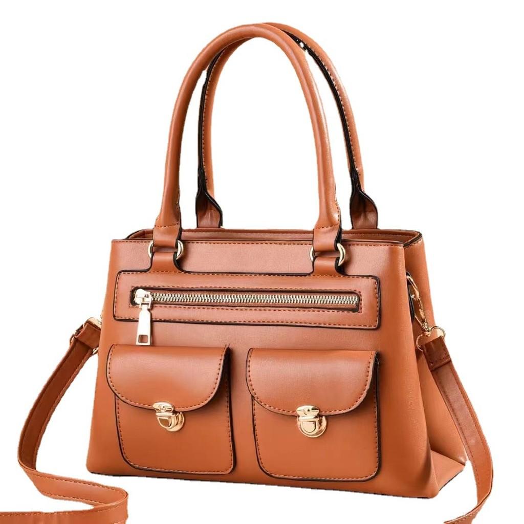 Vintage European Style Pu Large Tote Bag For Daily Use With Inner Pockets