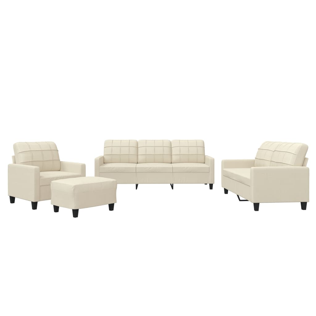 Vidaxl 4-Seater Sofa With Cushions, Cream, Faux Leather