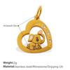 18K Gold-Plated Stainless Steel Moon Heart Diamond Pendant for DIY Jewelry