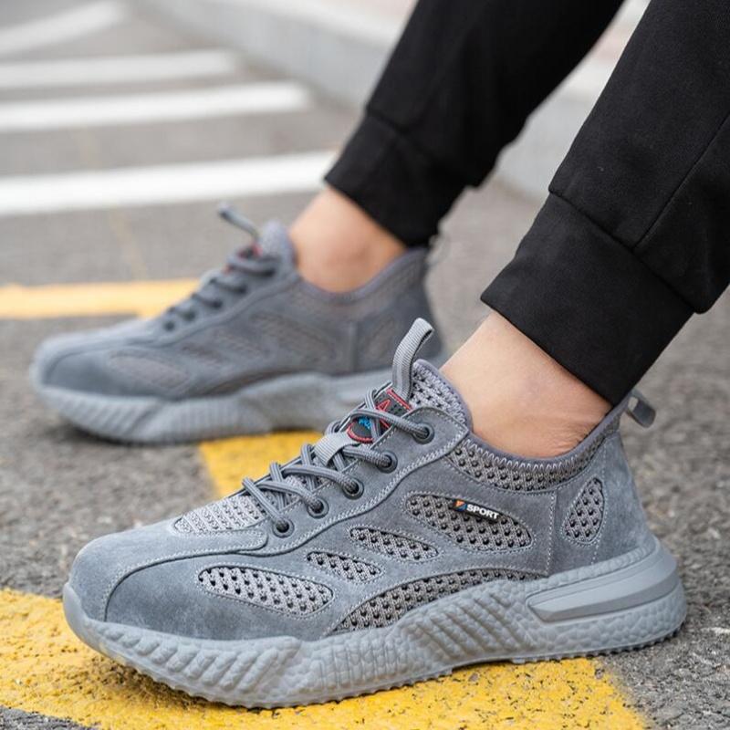 Summer Work Shoes with Protection Breathable Lightweight Safety ShoesSteel Toe Cap Working Male Construction Work Mesh Sneakers