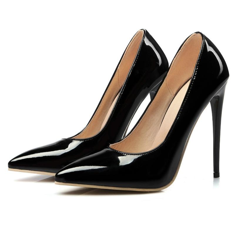 Black Solid Color Women's Shoes High Heels Single Shoe Table Sexy Thin Heel Pointed