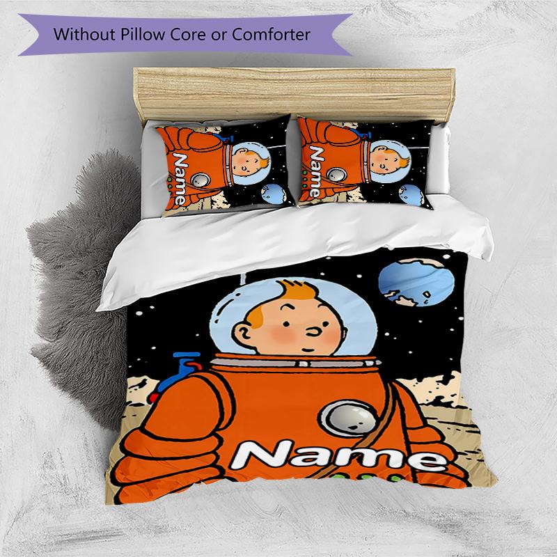 Juego de Ropa de Cama de 3 Piezas con Nombre Personalizado Las Aventuras de Tintín Cierre de Funda Nórdica Incluye 1 Funda Nórdica y 2 Fundas de Almohada para Todas las Estaciones Decoración de Dormitorio