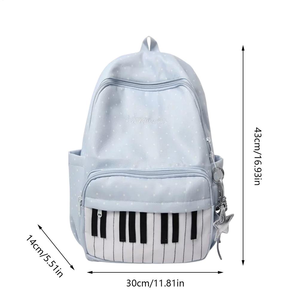 Sac à dos étudiant pour piano Mochilas Mujer Imprimé pois Sac à dos grande capacité Tendance Simple Sacs Sacs à dos Pour femme Fille bleu