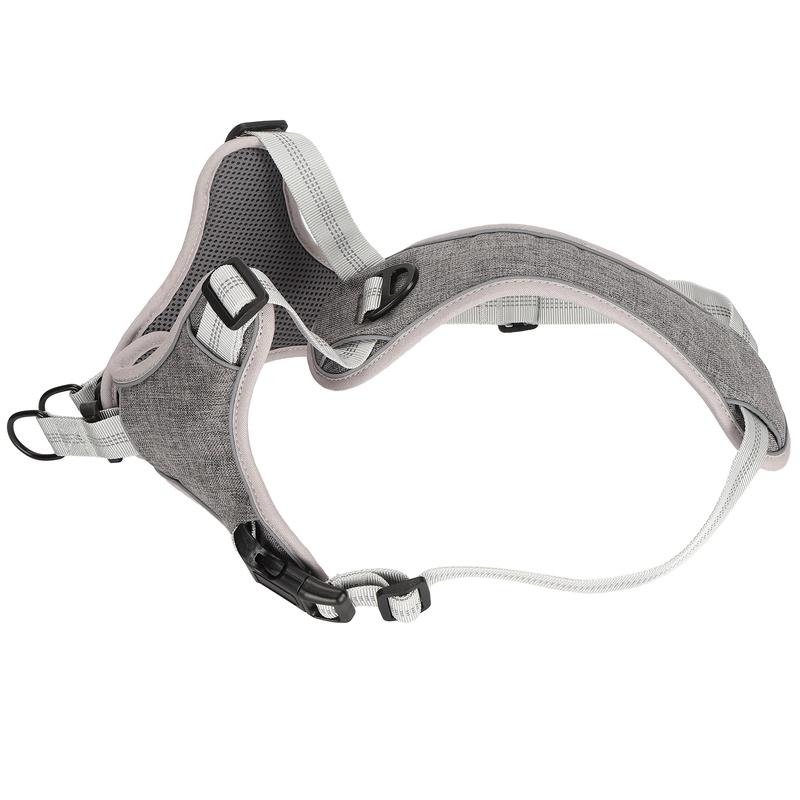 Adjustable No Pull Harness Reflective Chest and Back Vest Harness for Medium and Large Dogs Grey