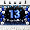 2D Alles Gute zum Geburtstag Hintergrund Schwarz Blau Luftballons Individuelles Alter Kinder Erwachsene 18. 20. 30. 40. Geburtstag Dekorationen Partyzubehör