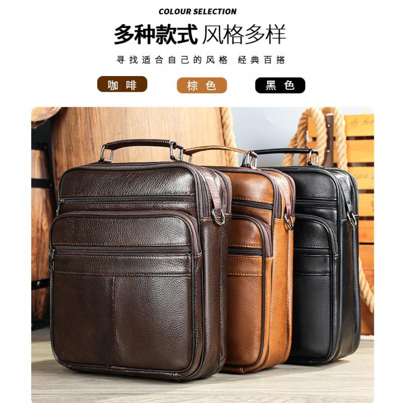 Men's Genuine Leather Shoulder Bag Retro Simple Cowhide Crossbody Casual Versatile Mobile Phone