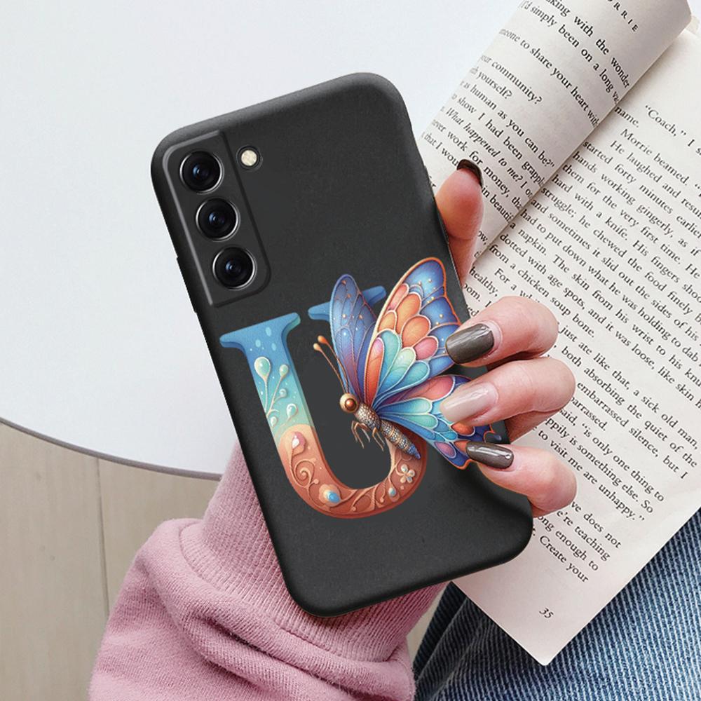 Phone Case Women For Samsung Galaxy S21 FE S22 Plus Girls Bumper Cover Colorful Letter Flower Butterfly Love samsang s22 Ultra