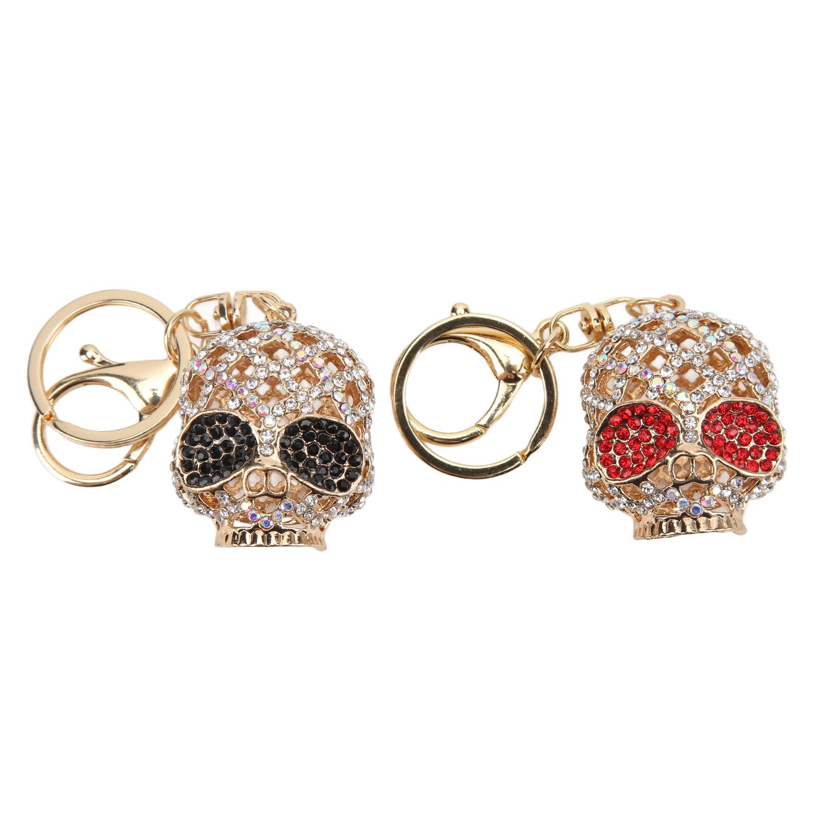 

2pcs Skull Keychain Black Red Long Lasting Romantic Pendant for Handbag Decoration