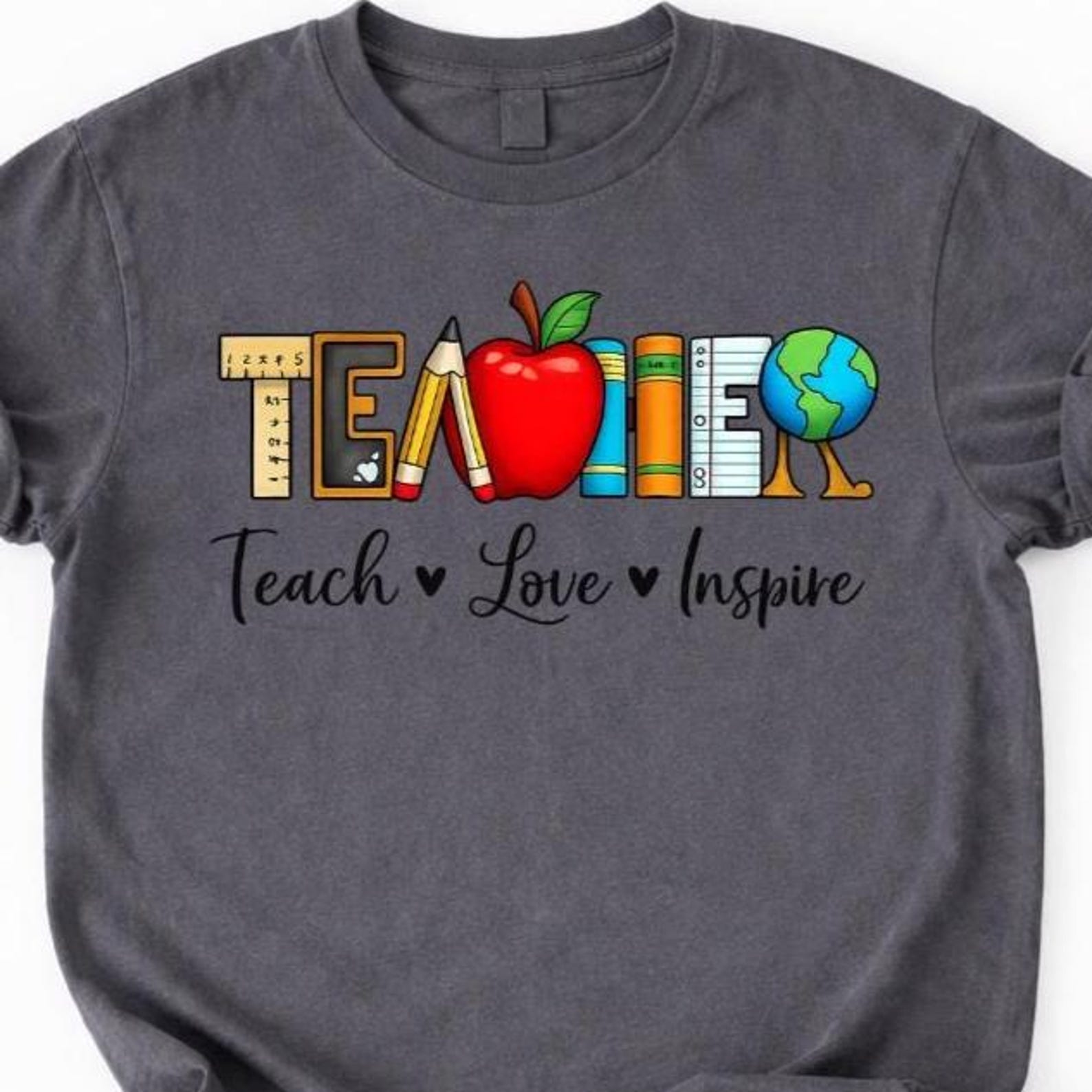 Comfort Color Teacher Shirt, Teacher Love Inspire Shirt, Cute Teacher Tee, Teacher School Shirt, Teacher Gift Shirt, Back To School Shirt 2XL