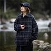 Autumn and Winter Japanese Department College Contrasting Color Plaid Shirt for Men and Women Couples BF Neutral Woolen Jacket Lapel Loose and Casual