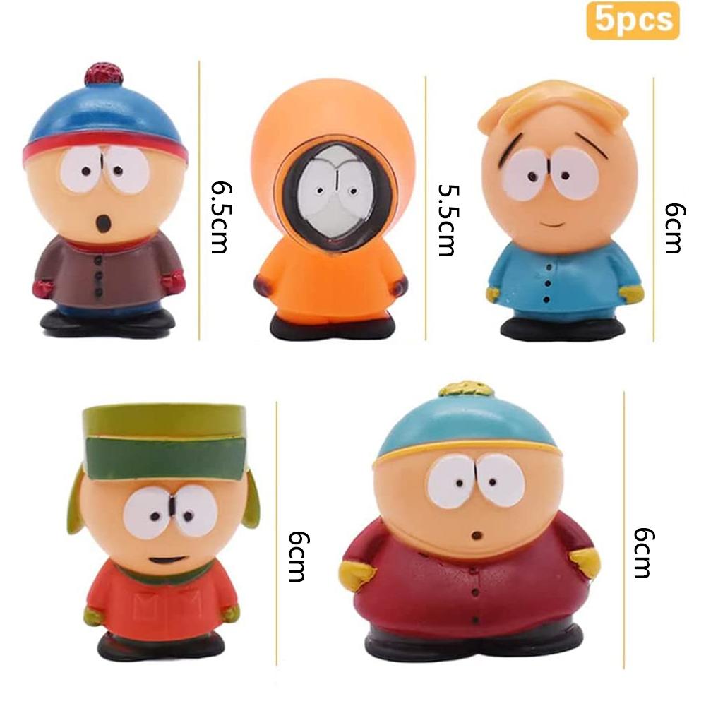 5 Pcs South Park Action Figures Cartoon Characters Cake Decoration For Party