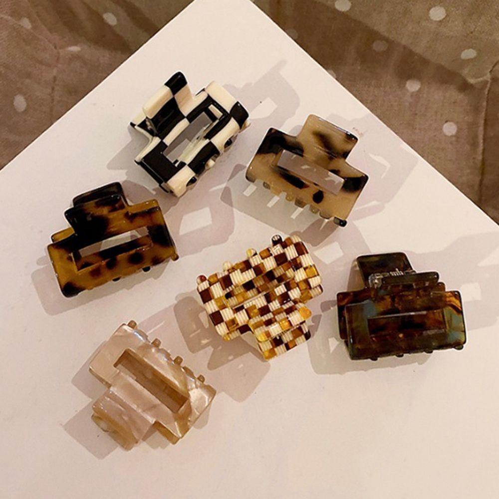 Square Leopard Temperament Japanese Small Hair Claw Headwear Female Hairpin Korean Style Hair Clip