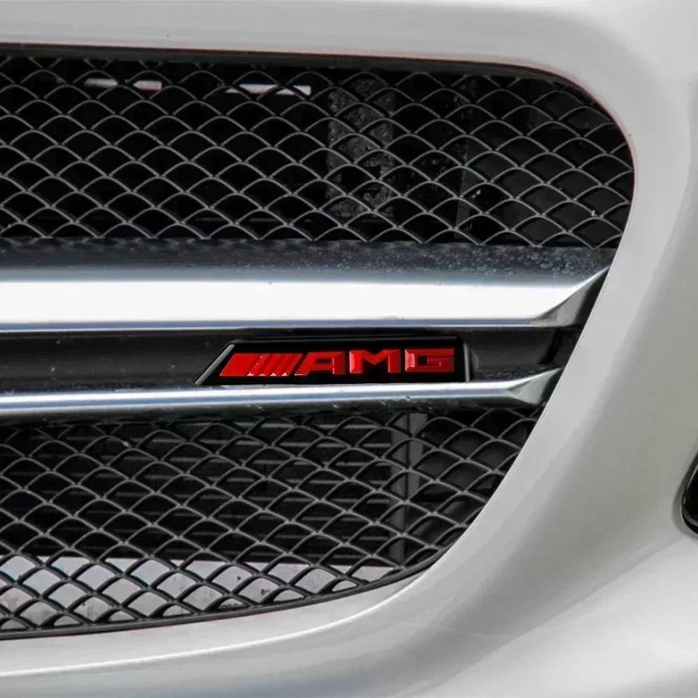 3D ABS Car AMG Sticker Mercedes Benz AMG Badge Logo Front Grille Emblem Decoration Decals Auto Modification Accessories ETP7