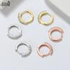 Effie Queen 925 Sterling Silver CZ Zircon Hoop Earrings Dainty 13mm Circle Round Small Huggie Cartilage Piercing Jewelry APE55
