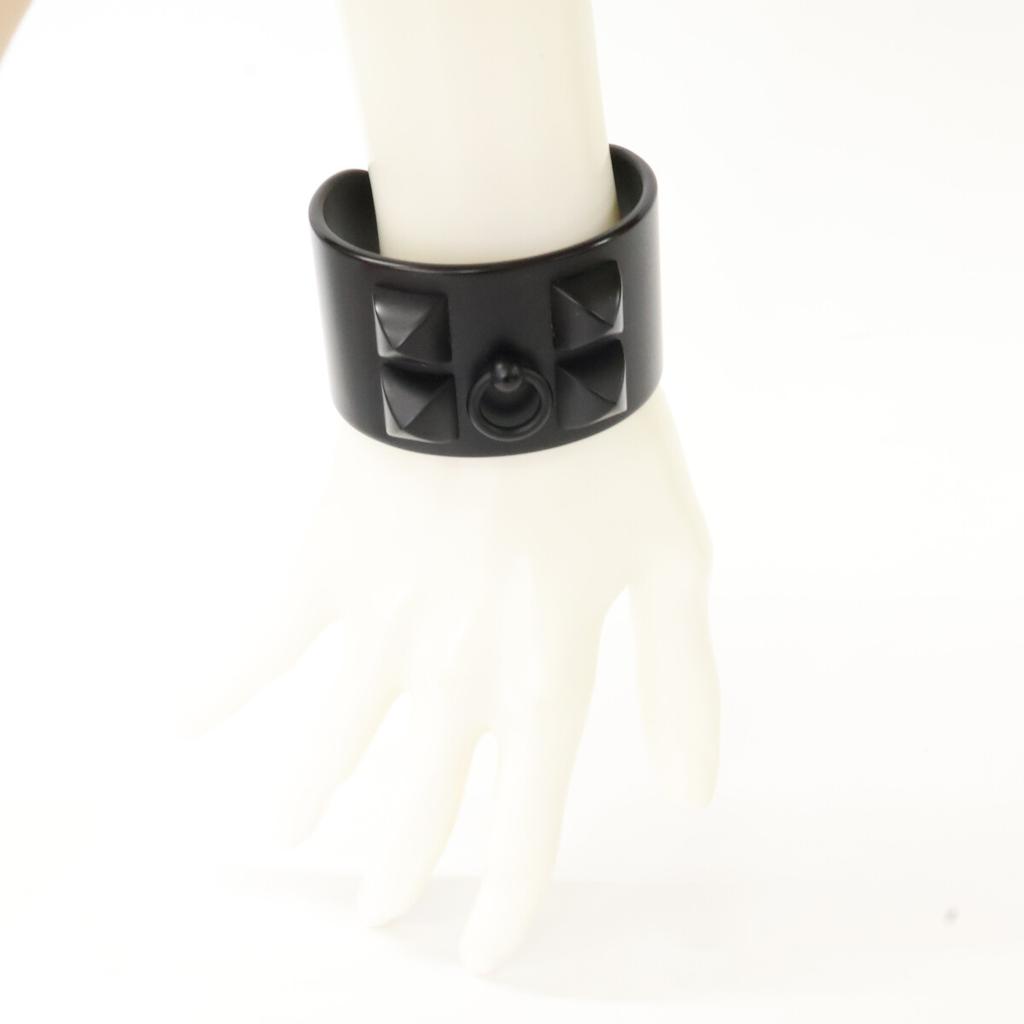 HERMES Excellent condition aluminum Collier de Sian Medor bracelet Bangle blackUsed