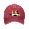 Halloween Gnomes Graphic Decor Witch Cat Pumpkin Bat Washed Baseball Cap Outdoor For Womens Unisex FeUnisex