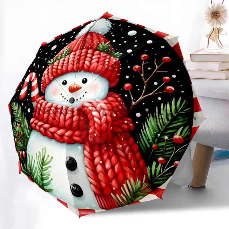 

1pc Snowman, Winter Automatic Folding Umbrella - 8-Rib Automatic Open/Close, Large Canopy Birthday Festival Gift yy251217125