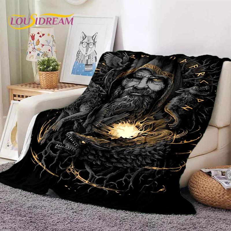 Nordic Viking Odin Valhalla Valknut Soft Blankets,Keep Warm Throw Blanket Comfortable Blanket for Picnic Beds Sofa Home Bedroom