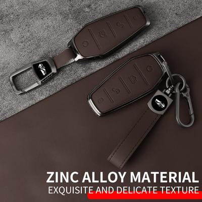 Metal Leather Car Key Case Cover For Byd Atto 3 Song Pro Lied Han Ev Max Yuan Plus Tang Dm Qin Plus Protected Shell Fob Bag
