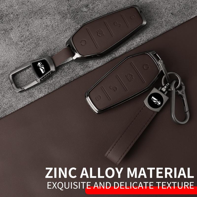 Metal Genuine Leather Auto Key Fob Cover Case Fit For Byd Atto 3 Song Pro Lied Han Ev Max Yuan Plus Tang Dm Qin Plus Protected Housing Remote Bag