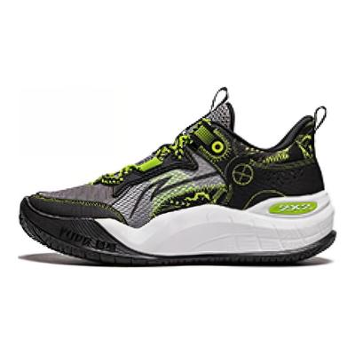Li Ning Kids Territory V1 Light Foam Synthetic Leather Fabric Lace-Up Low-Top Basketball Shoes Kids Basketball Shoes Gray-Green YKBU048-7