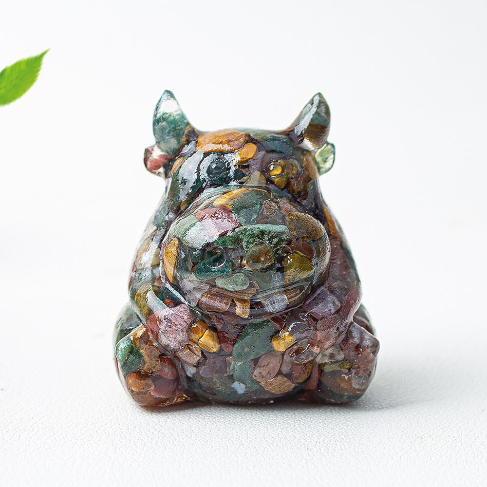 Resin Crystal Cow Figurine With Lucky Fortune For Office Desk Decor Gift For Teens And Adults