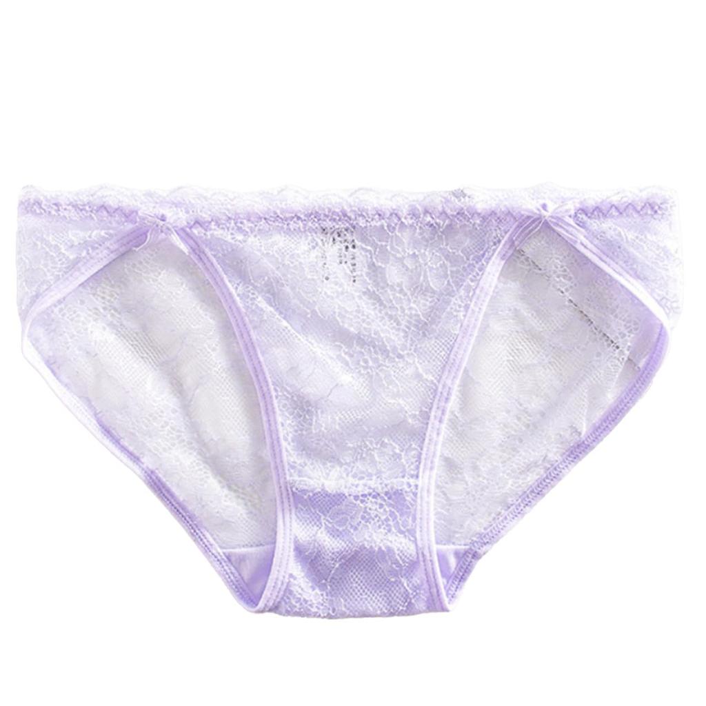 White Fang Cute Lace Panties with Girly TT414 Women's Ribbon, Design, Purple,