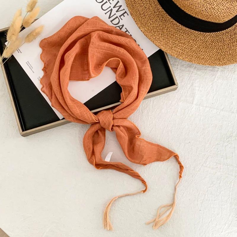 Silk scarf new literary and fashionable scarf retro cotton and linen scarf shawl high atmosphere triangle scarf waist
