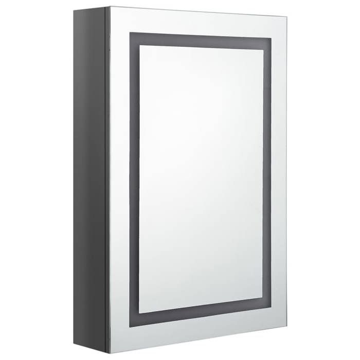 VidaXL Armoire de salle de bain à miroir LED gris brillant 50x13x70 cm 326491