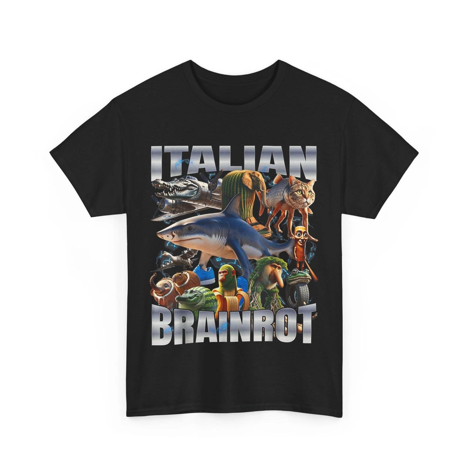 Italian Brainrot Bootleg Meme Retro Shark Tralalero Tralala T-Shirt S