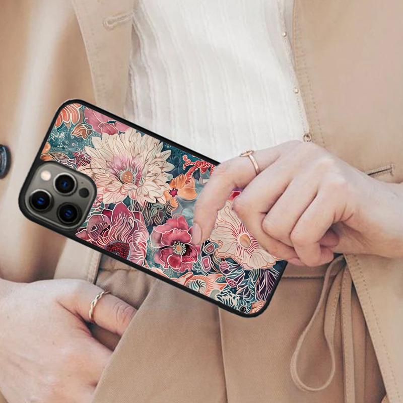 

Midnight Floral Magnetic Phone Case For APPLE iPhone 17 Air 16 14 13 12 Pro Max 15 Plus Wireless Charge With MagSafe Cover iPhone 13mini