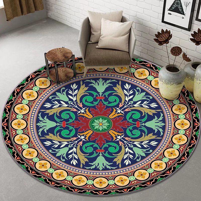 Bohemian Style Ethnic Style Home Carpet Hanging Basket Computer Swivel Chair Rocking Chair Floor Mat Bedroom Circular Carpet