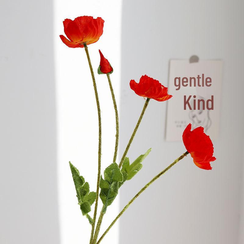 High-End Realistic Poppy Silk Flowers for Wedding and Home Decoration