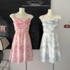 Elegant French Floral Camisole Dress Women's Summer Waist-Cinched Chiffon Skirt